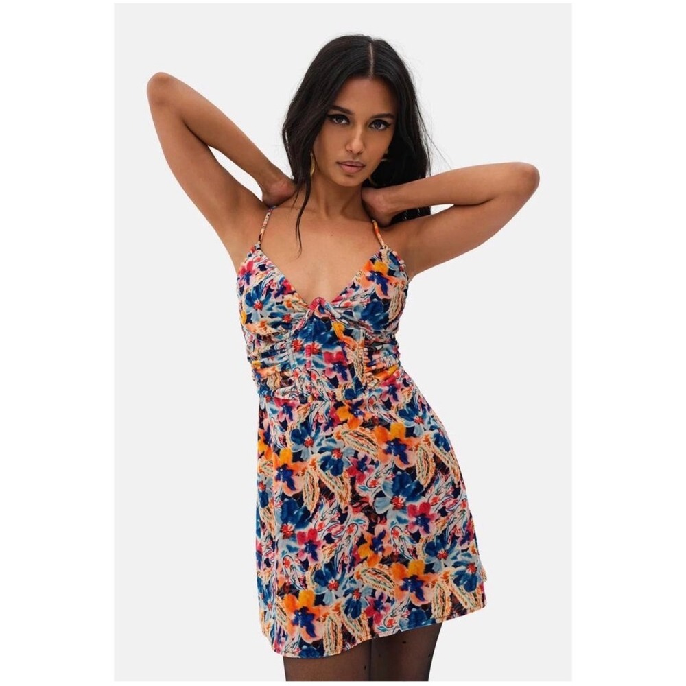 NWT For Love & Lemons Brooklyn Mini Dress Floral Velvet Underwire Size M
